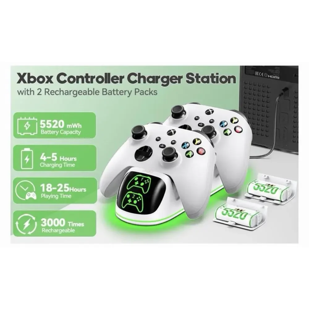 Controller Charger Station for Xbox Series/One-X/S/Elite with 2 x 5520 mWh